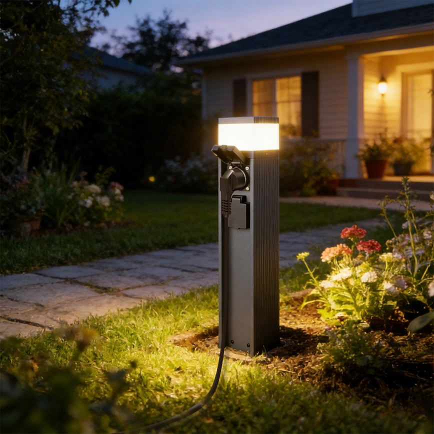 Brilagi - Vanjska lampa PILLAR s 2 SCHUKO utičnicama 1xG9/11W/230V IP44 antracit