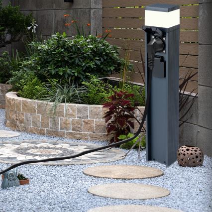 Brilagi - Vanjska lampa PILLAR s 2 SCHUKO utičnicama 1xG9/11W/230V IP44 antracit