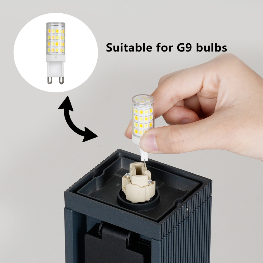 Brilagi - Vanjska lampa PILLAR s 2 SCHUKO utičnicama 1xG9/11W/230V IP44 antracit