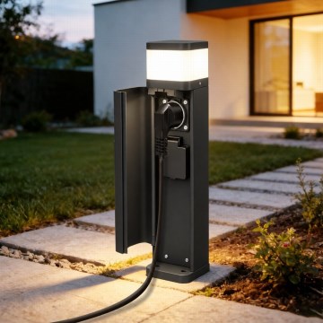 BRILAGI - Vanjska svjetiljka s 2 SCHUKO utičnicama PILLAR 1xG9/11W/230V IP44 crna