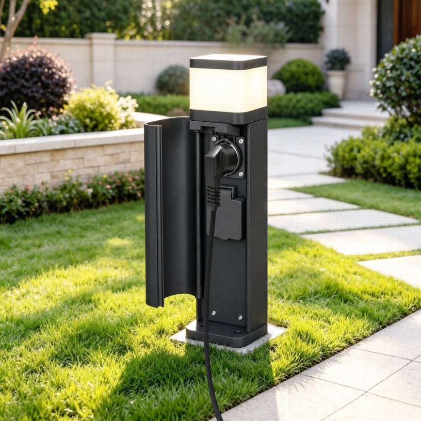 BRILAGI - Vanjska svjetiljka s 2 SCHUKO utičnicama PILLAR 1xG9/11W/230V IP44 crna