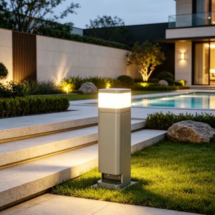 BRILAGI - Vanjska svjetiljka s 2 SCHUKO utičnicama PILLAR 1xG9/11W/230V IP44 siva