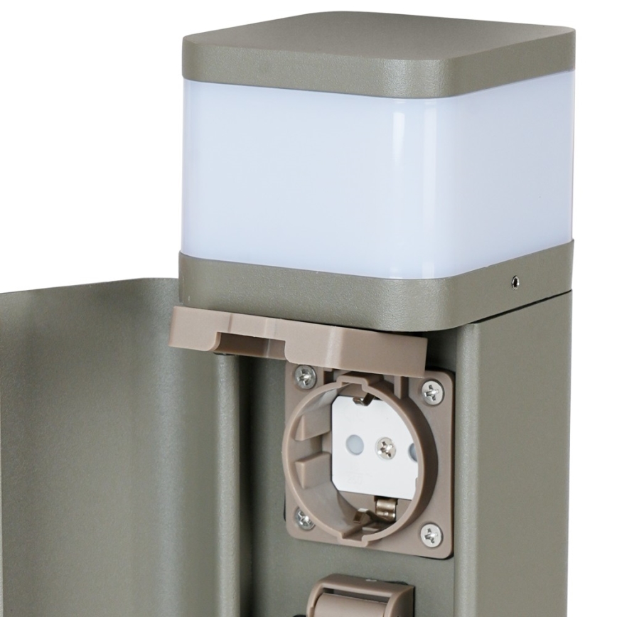BRILAGI - Vanjska svjetiljka s 2 SCHUKO utičnicama PILLAR 1xG9/11W/230V IP44 siva