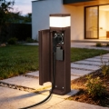 BRILAGI - Vanjska svjetiljka s 2 SCHUKO utičnicama PILLAR 1xG9/11W/230V IP44 smeđa