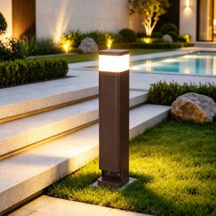 BRILAGI - Vanjska svjetiljka s 2 SCHUKO utičnicama PILLAR 1xG9/11W/230V IP44 smeđa