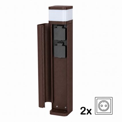 BRILAGI - Vanjska svjetiljka s 2 SCHUKO utičnicama PILLAR 1xG9/11W/230V IP44 smeđa