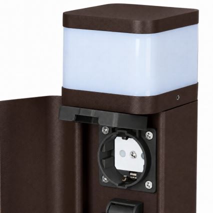 BRILAGI - Vanjska svjetiljka s 2 SCHUKO utičnicama PILLAR 1xG9/11W/230V IP44 smeđa