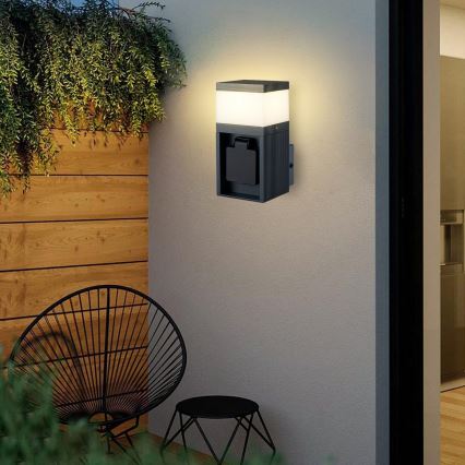 Brilagi - vanjska zidna svjetiljka s SCHUKO utičnicom PILLAR 1xG9/11W/230V IP44 antracitna