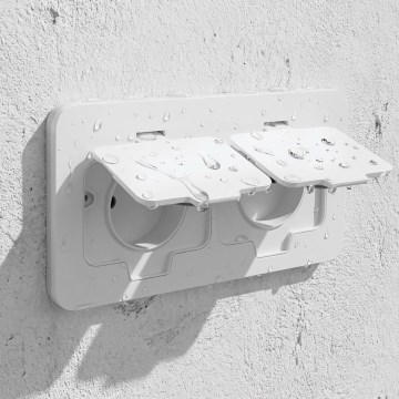 Brilagi - Vanjska ugradna podna dvostruka utičnica IP55, bijela, pravokutna