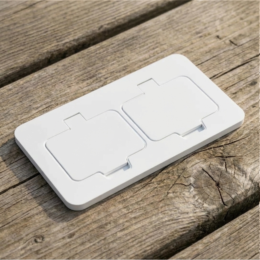 Brilagi - Vanjska ugradna podna dvostruka utičnica IP55, bijela, pravokutna