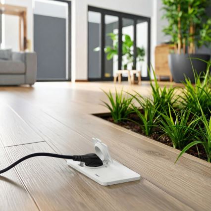 Brilagi - Vanjska ugradna podna dvostruka utičnica IP55, bijela, pravokutna