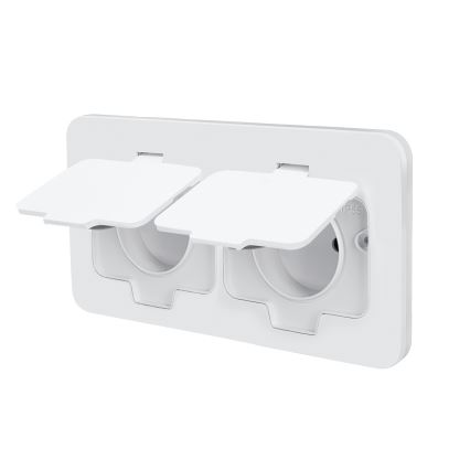 Brilagi - Vanjska ugradna podna dvostruka utičnica IP55, bijela, pravokutna