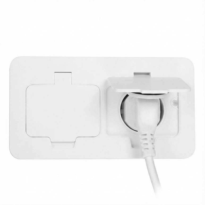 Brilagi - Vanjska ugradna podna dvostruka utičnica IP55, bijela, pravokutna