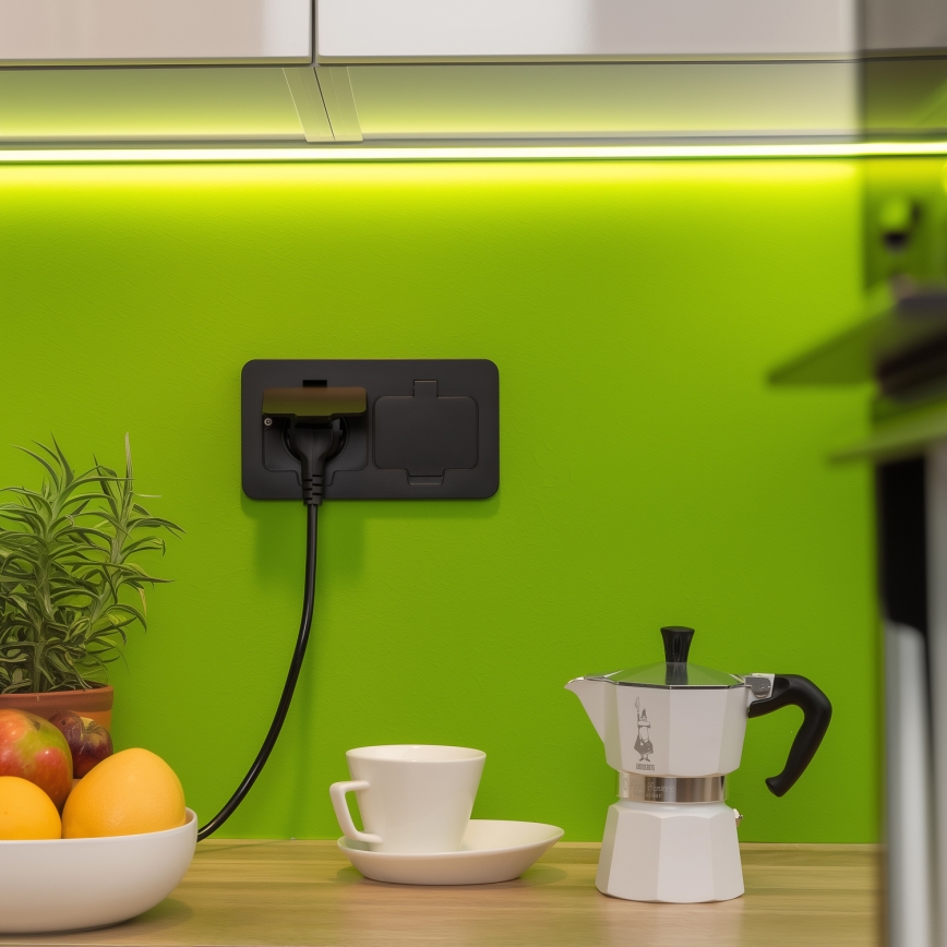 Brilagi - Vanjska ugradna podna dvostruka utičnica IP55, crna, pravokutna