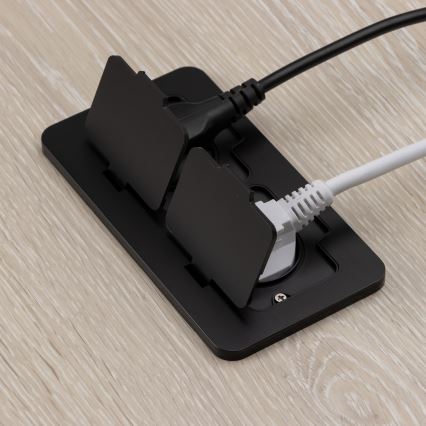 Brilagi - Vanjska ugradna podna dvostruka utičnica IP55, crna, pravokutna