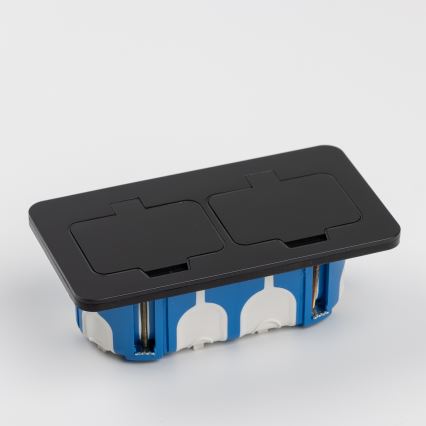 Brilagi - Vanjska ugradna podna dvostruka utičnica IP55, crna, pravokutna