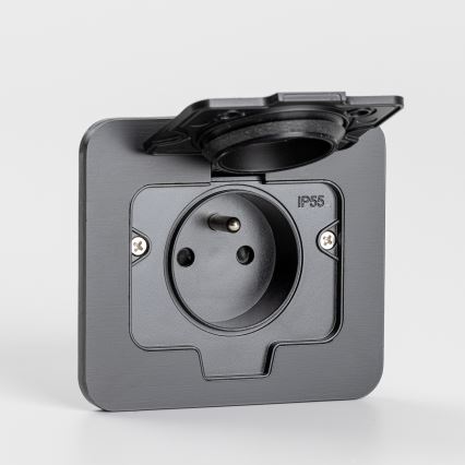 Brilagi - Vanjska ugradna podna utičnica IP55, crna, pravokutna