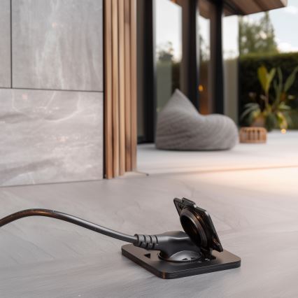 Brilagi - Vanjska ugradna podna utičnica IP55, crna, pravokutna