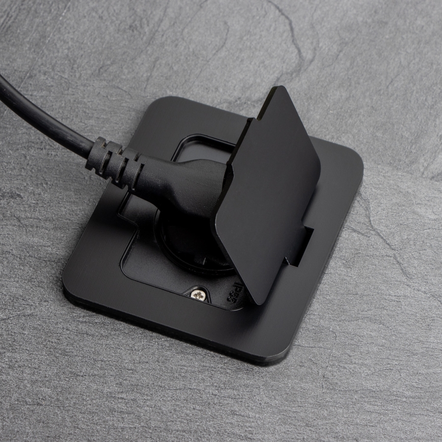 Brilagi - Vanjska ugradna podna utičnica IP55, crna, pravokutna