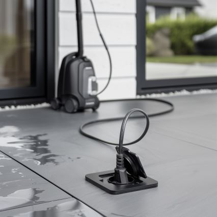 Brilagi - Vanjska ugradna podna utičnica IP55, crna, pravokutna