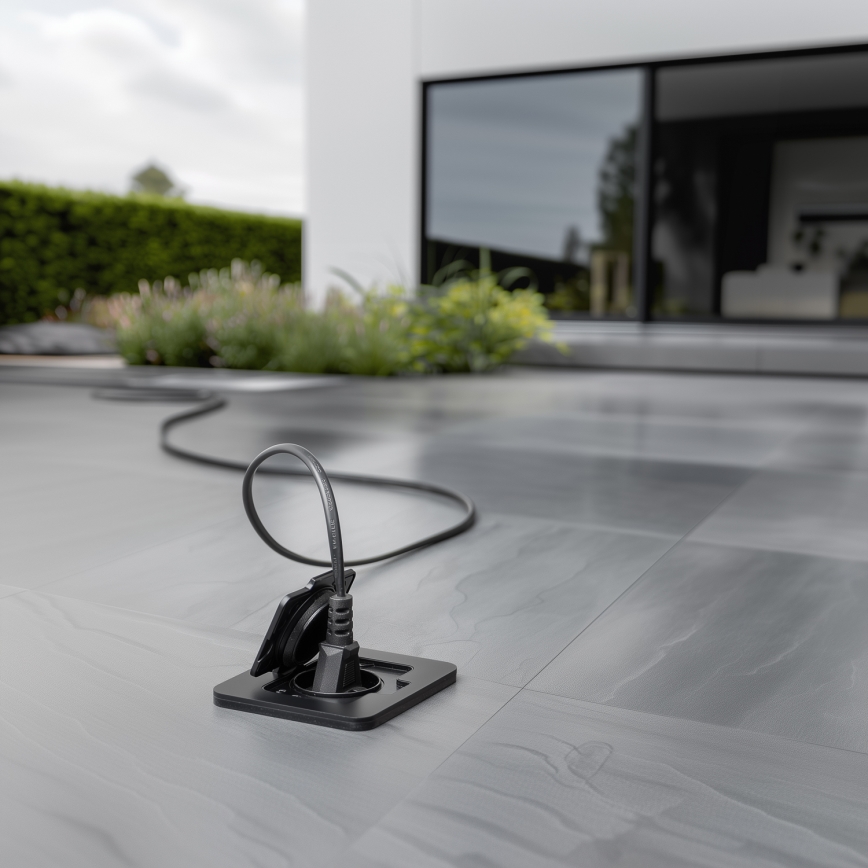 Brilagi - Vanjska ugradna podna utičnica IP55, crna, pravokutna