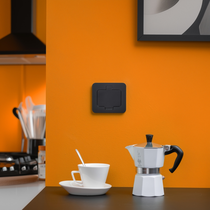 Brilagi - Vanjska ugradna podna utičnica IP55, crna, pravokutna