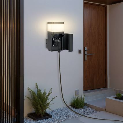 Brilagi - Vanjska zidna svjetiljka s SCHUKO utičnicom PILLAR 1xG9/11W/230V IP44 antracitna