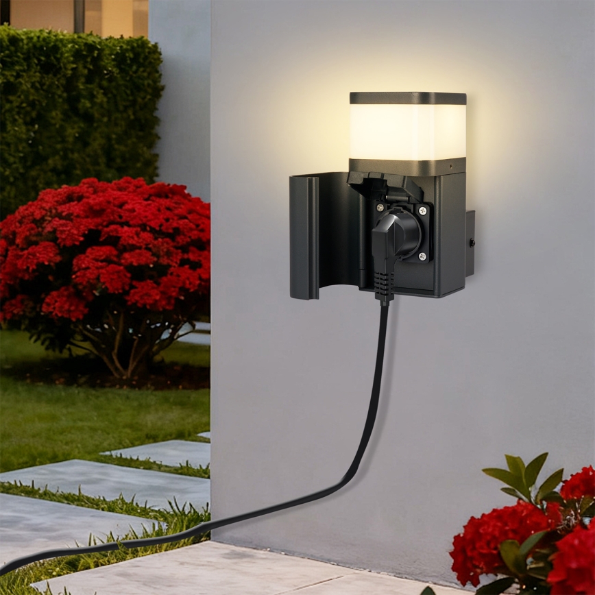 Brilagi - Vanjska zidna svjetiljka s SCHUKO utičnicom PILLAR 1xG9/11W/230V IP44 antracitna