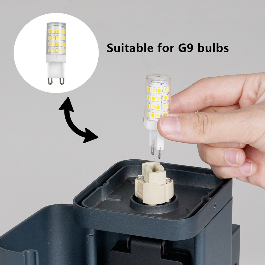 Brilagi - Vanjska zidna svjetiljka s SCHUKO utičnicom PILLAR 1xG9/11W/230V IP44 antracitna