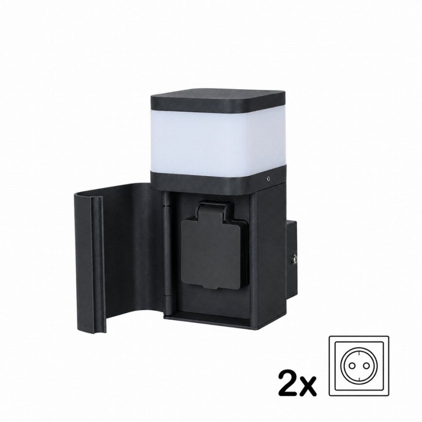 BRILAGI - Vanjska zidna lampa s SCHUKO utičnicom PILLAR 1xG9/11W/230V IP44 crna