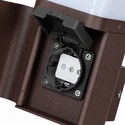 BRILAGI - Vanjska zidna svjetiljka s SCHUKO utičnicom PILLAR 1xG9/11W/230V IP44 smeđa