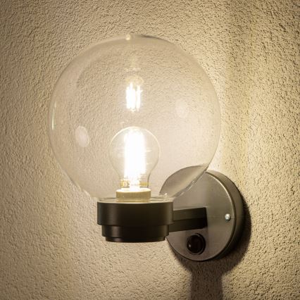 Brilagi - Vanjsko zidno svjetlo s senzorom pokreta HARBOR 1xE27/40W/230V IP33 antracit/prozirno
