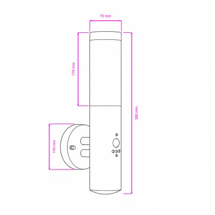 BRILAGI - Vanjska zidna svjetiljka sa senzorom ELIA 1xE27/20W/230V IP44 matirani krom
