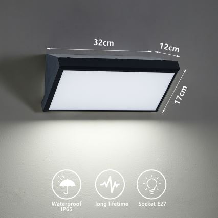 Brilagi - Vanjska zidna svjetiljka TRIANGLE 1xE27/60W/230V crna IP65