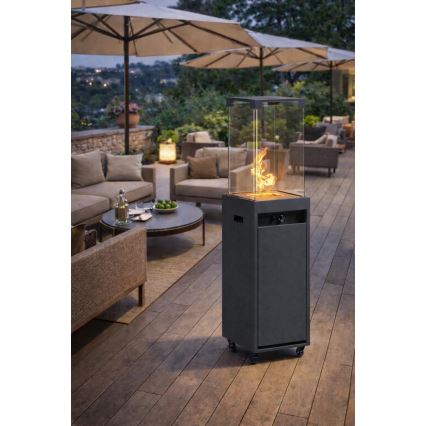 Brilagi - Vanjski plinski kamin FLARO GAS 142x36 cm 8kW 1xAAA antracit + zaštitni pokrov