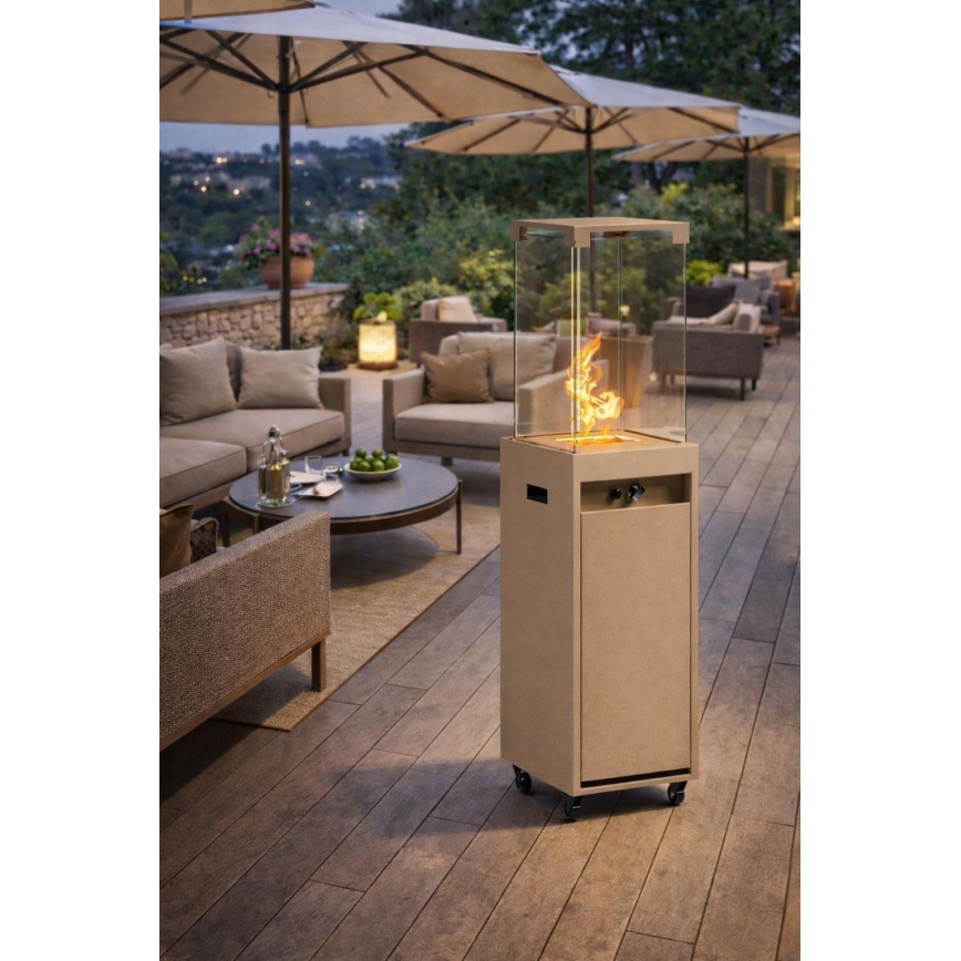 Brilagi - Vanjski plinski kamin FLARO GAS 142x36 cm 8kW 1xAAA bež + zaštitni pokrov