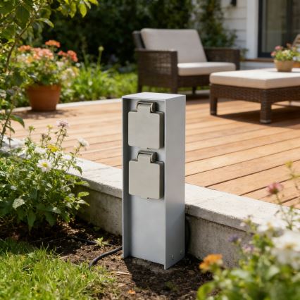 Brilagi - Vanjski stup PILLAR s dvije SCHUKO utičnice, 230 V, IP44, srebrna