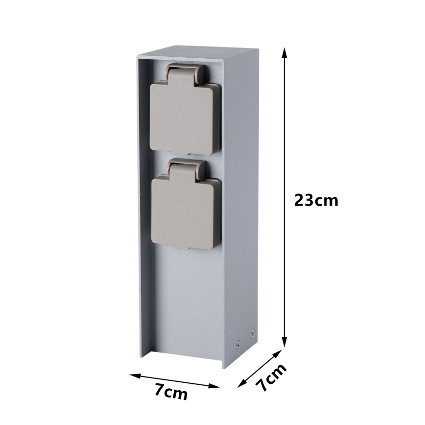 Brilagi - Vanjski stup PILLAR s dvije SCHUKO utičnice, 230 V, IP44, srebrna