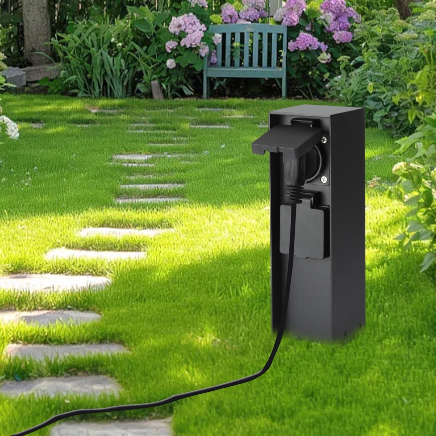Brilagi - Vanjski stup s utičnicama PILLAR 2U SCHUKO 230V IP44 crna
