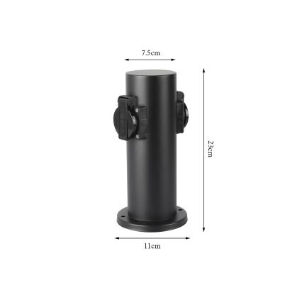 Brilagi - Vanjski stup s utičnicama PILLAR 2U SCHUKO 230V IP44 crna