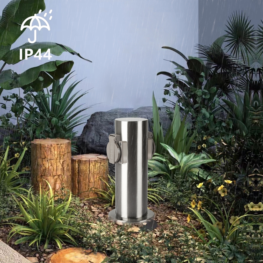 Brilagi - Vanjski stup s utičnicama PILLAR 2U SCHUKO 230V IP44 mat krom