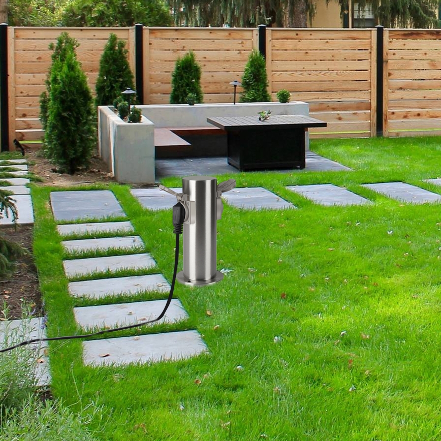 Brilagi - Vanjski stup s utičnicama PILLAR 2U SCHUKO 230V IP44 mat krom