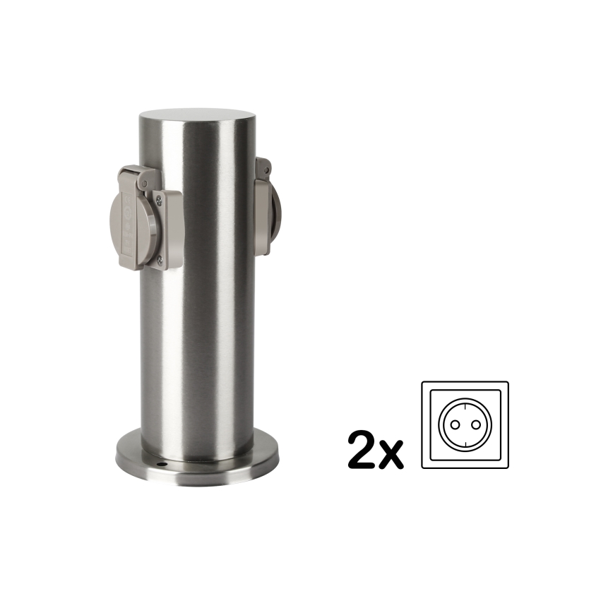 Brilagi - Vanjski stup s utičnicama PILLAR 2U SCHUKO 230V IP44 mat krom