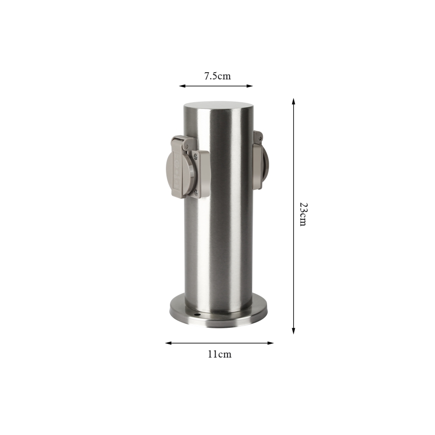 Brilagi - Vanjski stup s utičnicama PILLAR 2U SCHUKO 230V IP44 mat krom