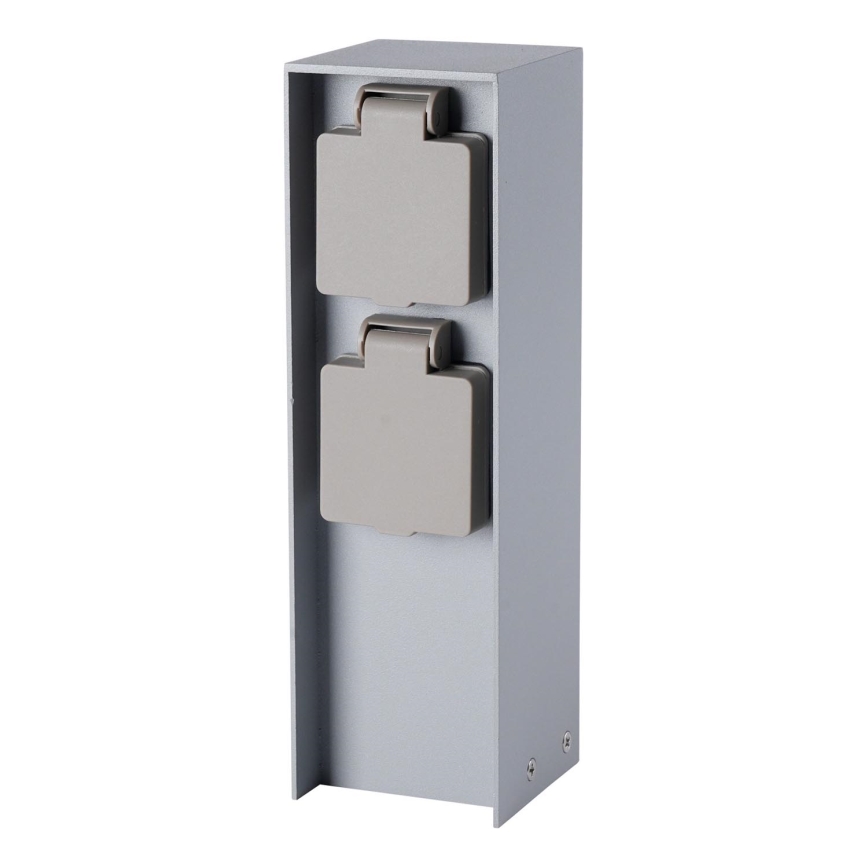 Brilagi - Vanjski stupac PILLAR s 2 SCHUKO utičnicama, 230 V, IP44, srebrna