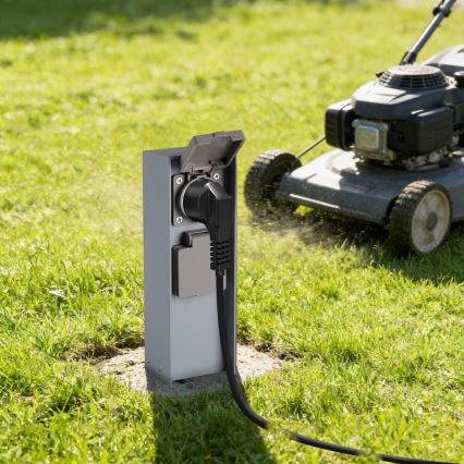 Brilagi - Vanjski stupac PILLAR s 2 SCHUKO utičnicama, 230 V, IP44, srebrna