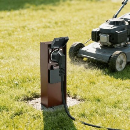 Brilagi - Vanjski stupić s utičnicama PILLAR 2x SCHUKO 230V IP44 smeđa