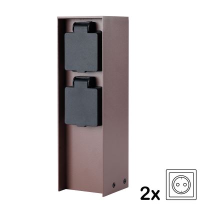 Brilagi - Vanjski stupić s utičnicama PILLAR 2x SCHUKO 230V IP44 smeđa