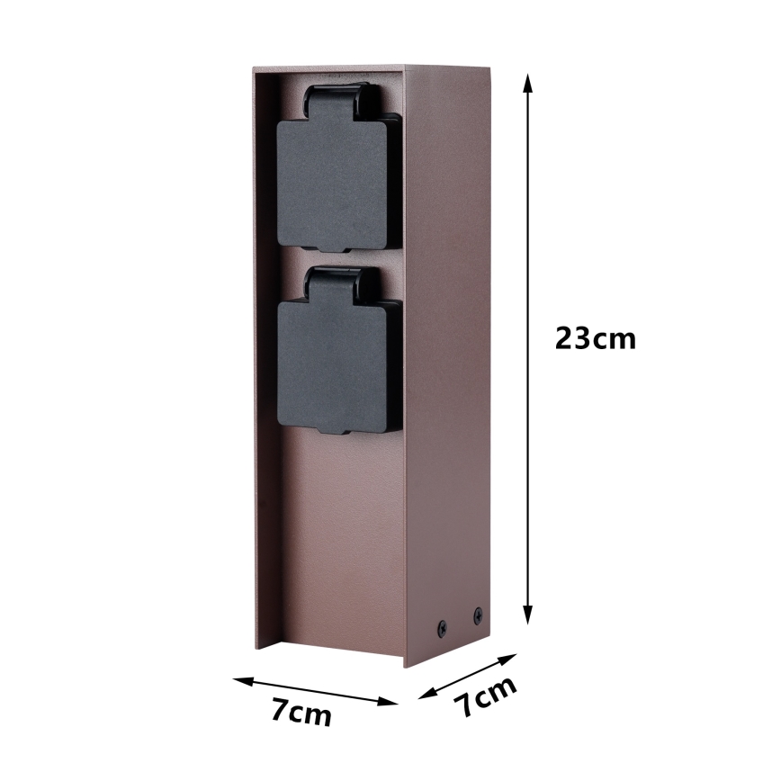 Brilagi - Vanjski stupić s utičnicama PILLAR 2x SCHUKO 230V IP44 smeđa