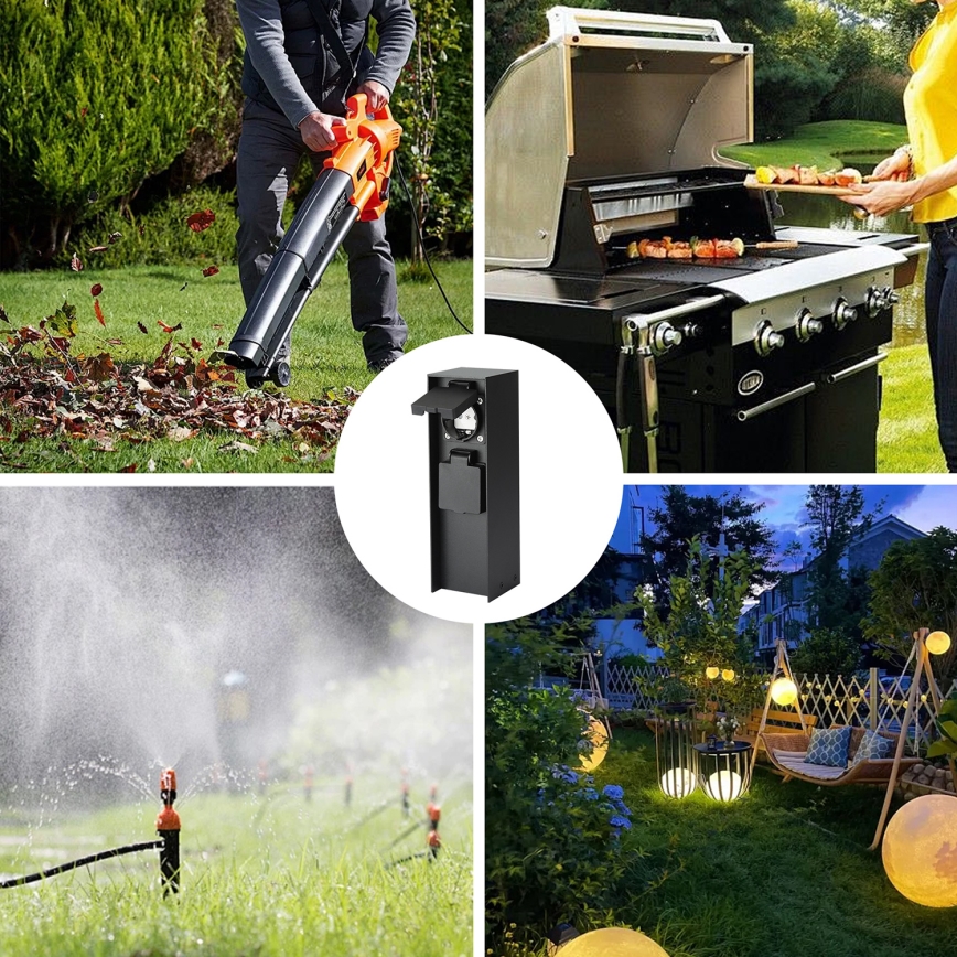 Brilagi - Vanjski stupić s utičnicama PILLAR 2Z SCHUKO 230V IP44 crna